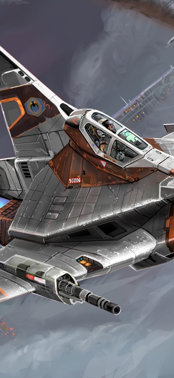 Image gray and orange fighter plane