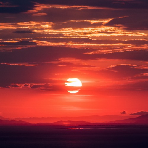 Image silhouette of mountain during sunset