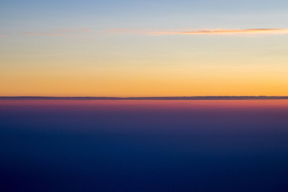 horizon, sunset, blue, sea, water