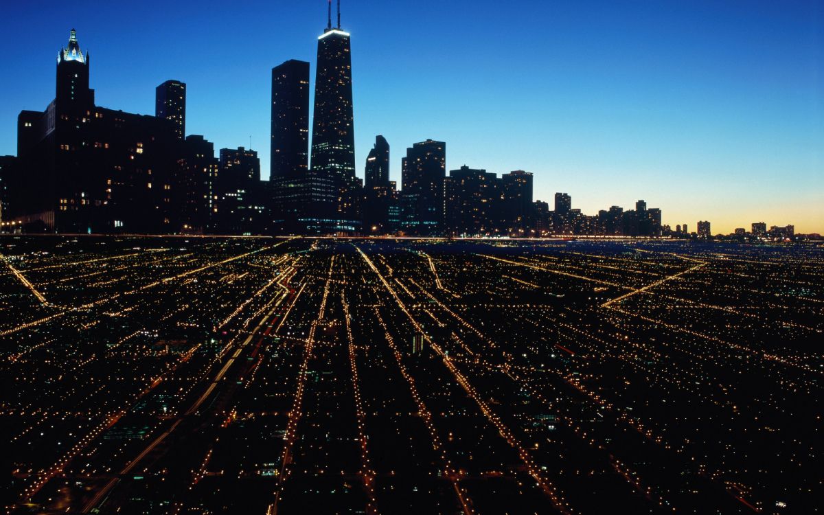 city skyline during night time