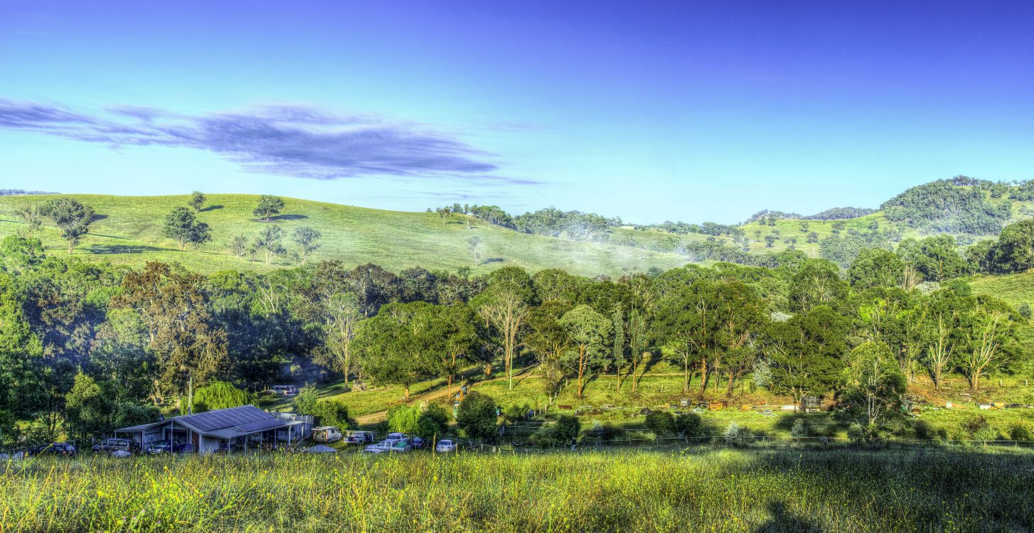 Tagsüber Grüne Bäume Und Berge Unter Blauem Himmel. Wallpaper in 4200x2165 Resolution