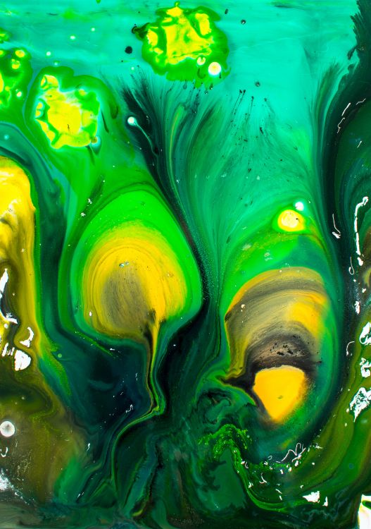 Pintura Abstracta Verde y Amarilla. Wallpaper in 4000x5683 Resolution