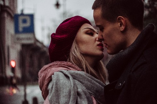 Image kiss, people, red, interaction, cheek