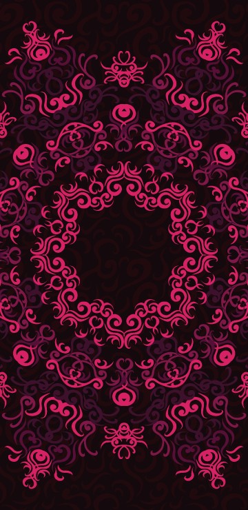 Image pink and black floral heart illustration