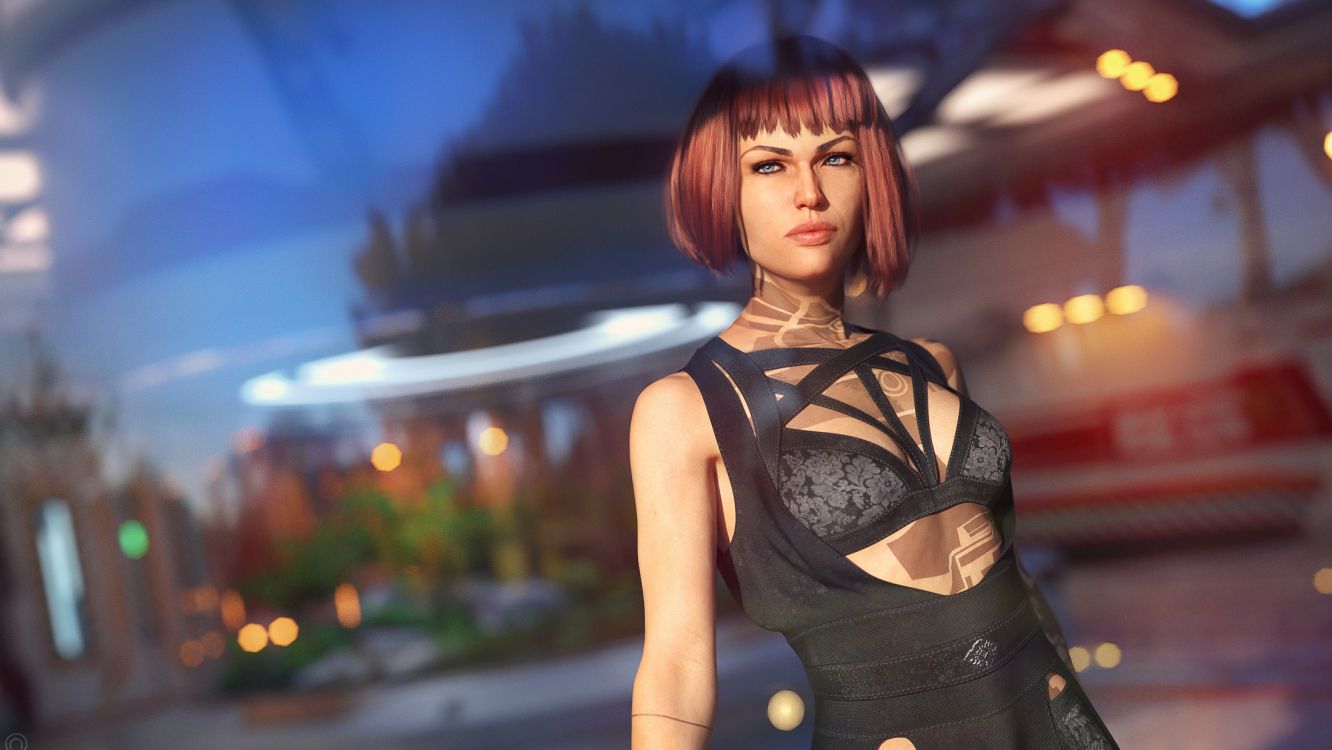 Frau im Schwarzen Spaghetti-Trägertop. Wallpaper in 2200x1238 Resolution