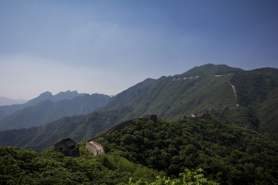 中国的长城, 多山的地貌, 山站, 高地, 植被 壁纸 6000x4000 允许