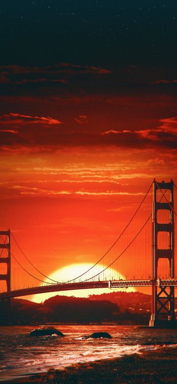 Golden Gate Bridge, Hängebrücke, Präsidium Von San Francisco, Brücke, San Francisco Bay. Wallpaper in 1407x3045 Resolution