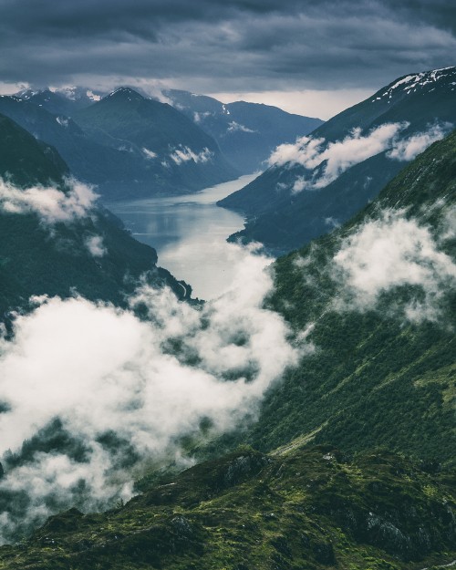 Image mountainous landforms, mountain, highland, cloud, mountain range