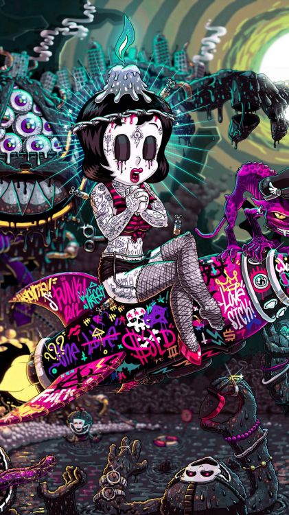 Kunst, Malerei, Illustration, Purpur, Pink. Wallpaper in 1215x2160 Resolution