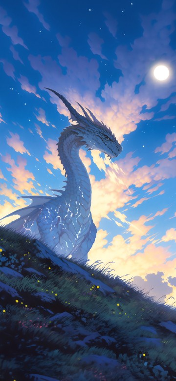 Image dragon, anime style, painting, art, animated cartoon