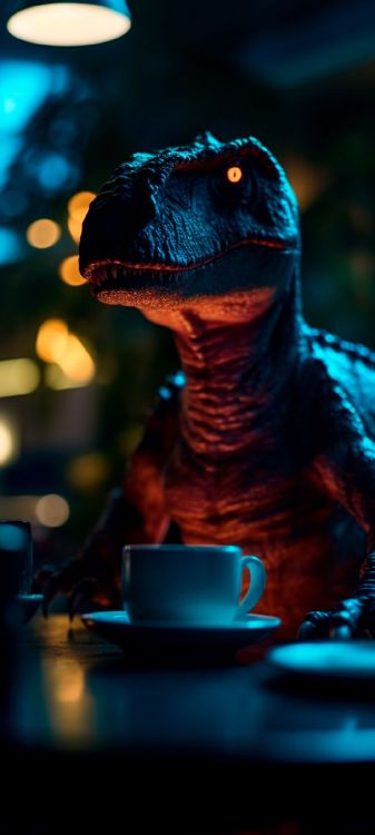 Iguanidae, Vélociraptor m, Tasse à Café, Green, Blue. Wallpaper in 1080x2400 Resolution