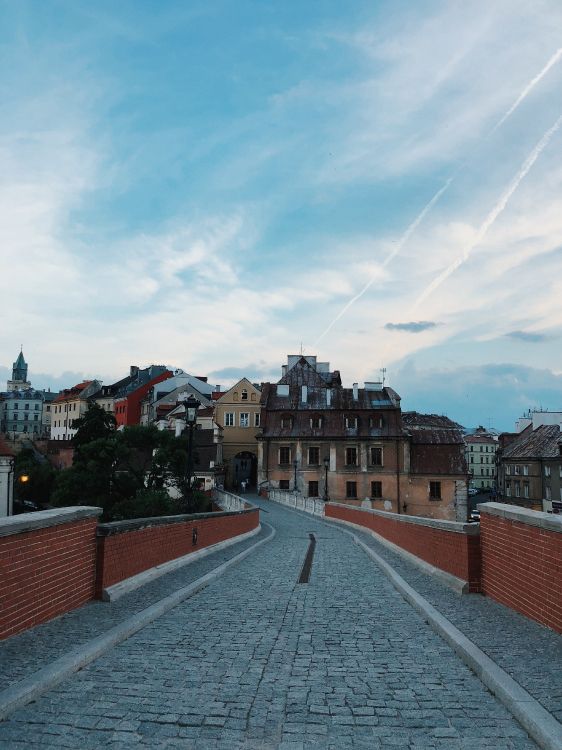 cloud, road surface, neighbourhood, town, brickwork