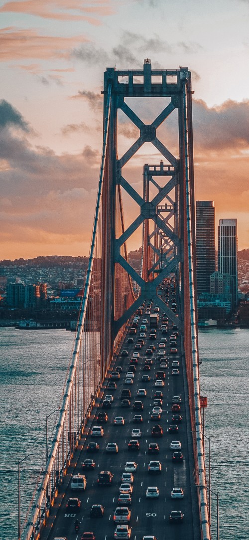 Image San Francisco Oakland Bay Bridge, cloud, water, building, infrastructure