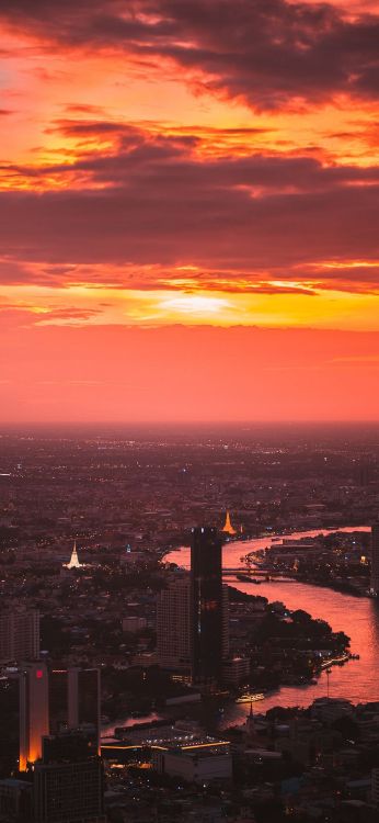 Sunset, Cityscape, Dusk, Building, Cloud. Wallpaper in 1080x2340 Resolution