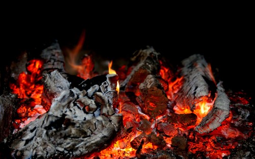 Image burning wood on fire pit