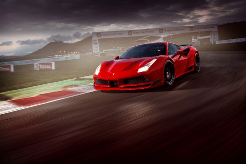 Image red ferrari 458 italia on road