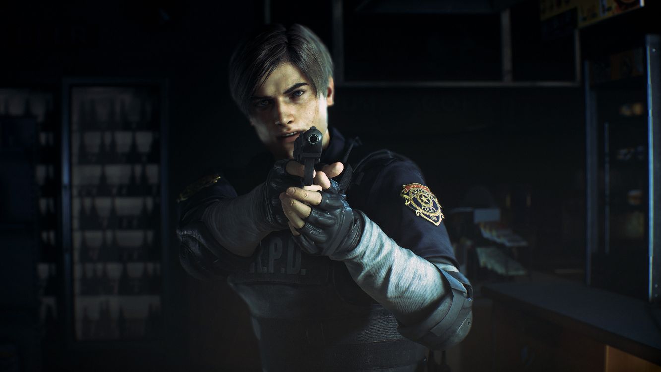 gun, Claire Redfield, night, Leon S Kennedy, leon resident evil 2