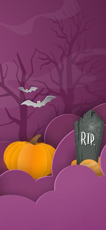 Halloween, Calabaza, Caricatura, Gráficos, Naturaleza. Wallpaper in 1080x2340 Resolution