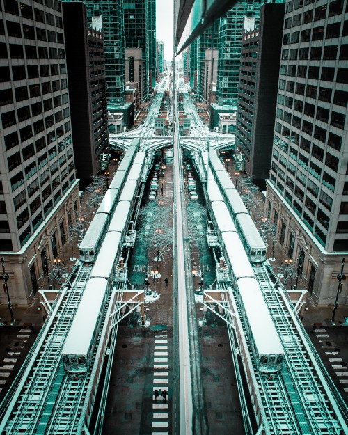 Image aerial view of city buildings during daytime