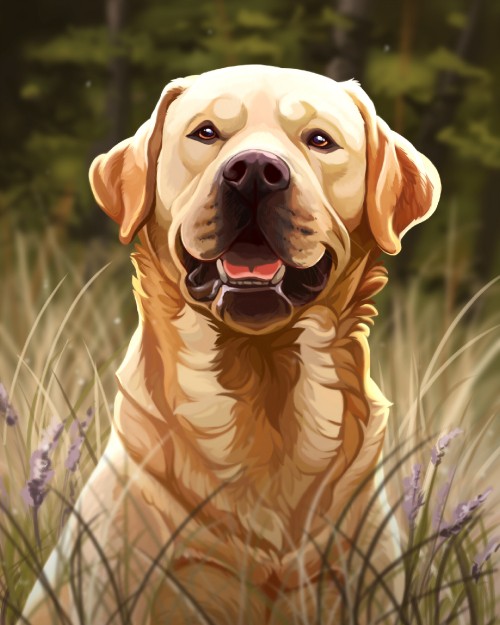 Image yellow labrador retriever puppy on grass field