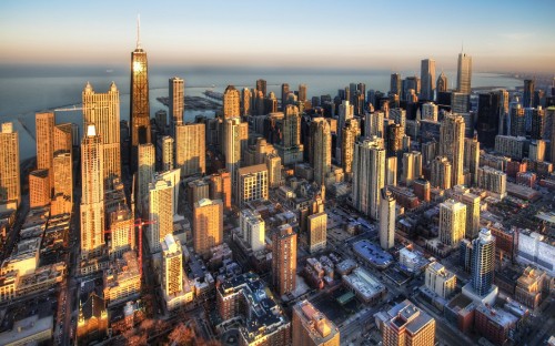 Image aerial view of city buildings during daytime