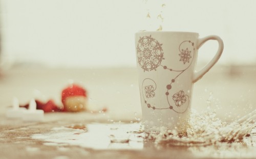 Image white ceramic mug on white table