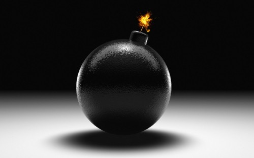 Image black leather ball with fire