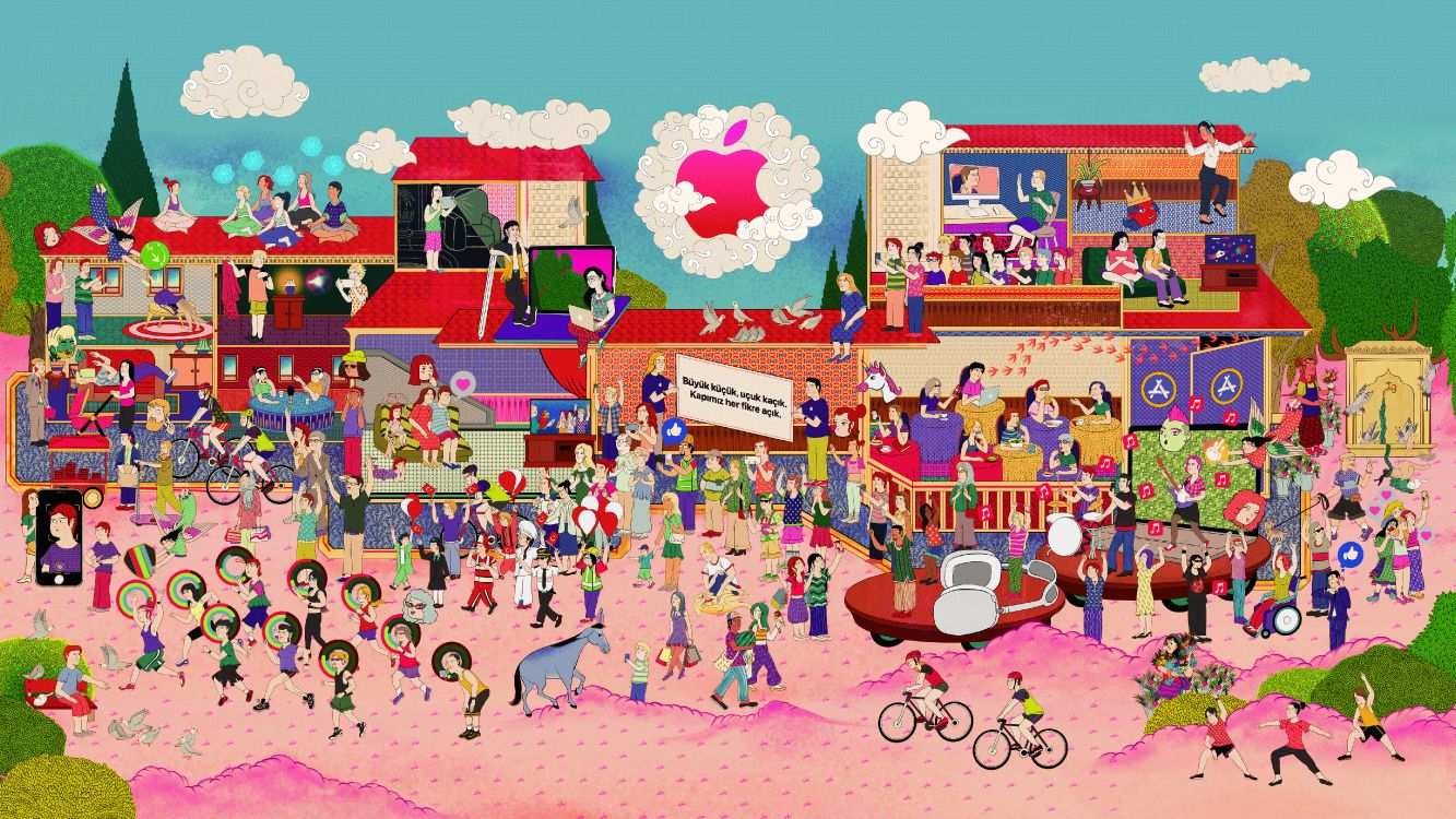 Apple Badat Store Ankündigung, Gebadete Allee, Apfel Badat Straße, Äpfeln, Pink. Wallpaper in 5120x2880 Resolution