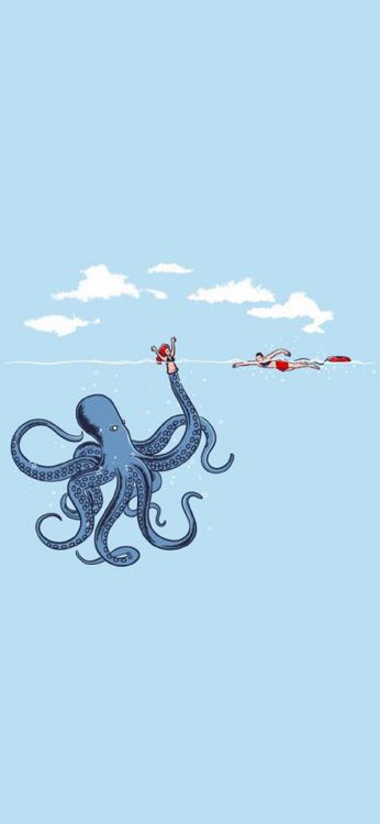 Poulpe, Minimalisme, Les Invertébrés Marins, Céphalopode, Art. Wallpaper in 1080x2340 Resolution
