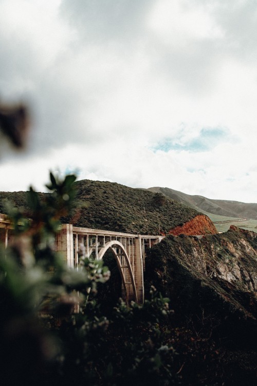 Image architecture, landscape, leaf, Bixby Creek Bridge, Monterey