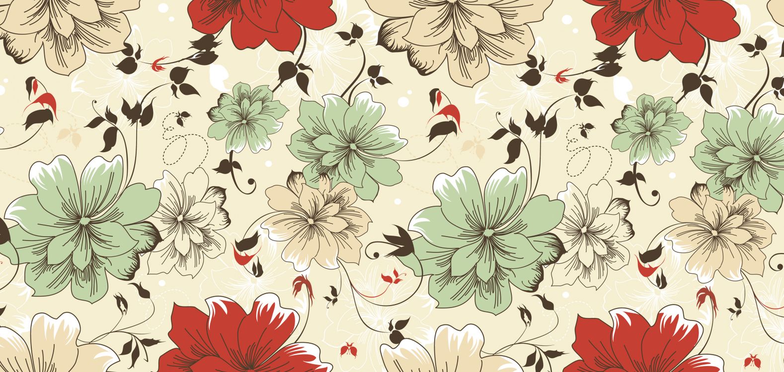 Textile Floral Blanc Rouge et Vert. Wallpaper in 4000x1900 Resolution