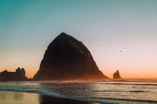 Image stack, ocean, morning, water, coast