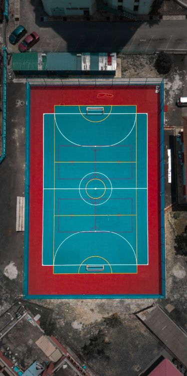 五人足球, 篮球场, 矩形, 木, 草 壁纸 1464x2929 允许