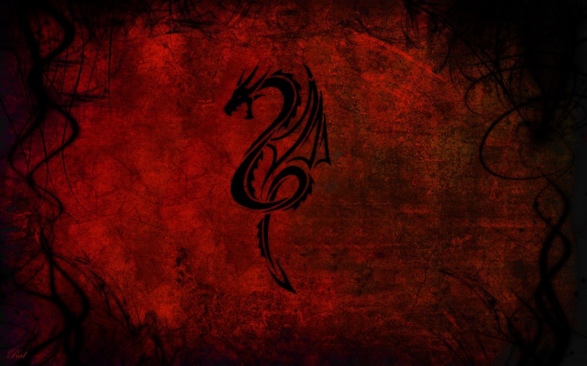 Illustration de Dragon Noir et Rouge. Wallpaper in 2560x1600 Resolution