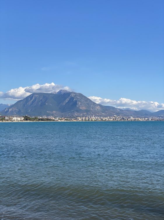 alanya castle-ikale, water, cloud, mountain, lake