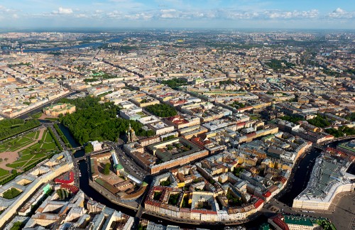 Image aerial view of city buildings during daytime