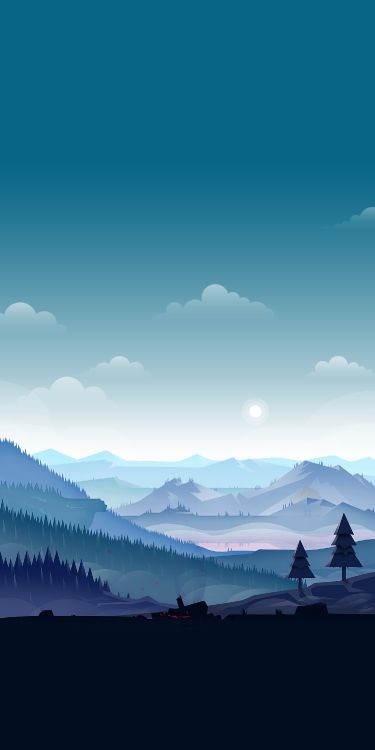 Smartphone, Dibujo, Android, Arte, Montaña. Wallpaper in 1500x3000 Resolution