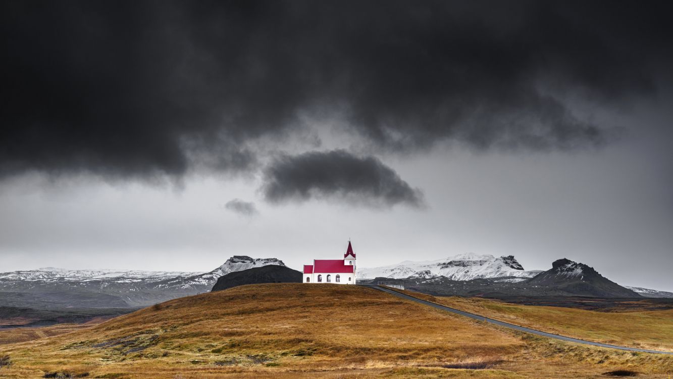 iceland, farmhouse, field, mount scenery, mountain range