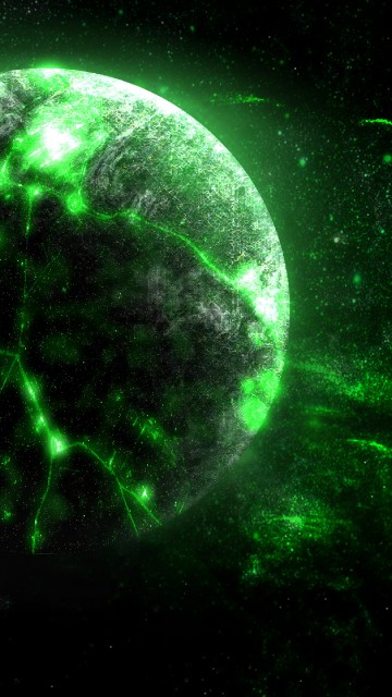 Image green and black planet illustration