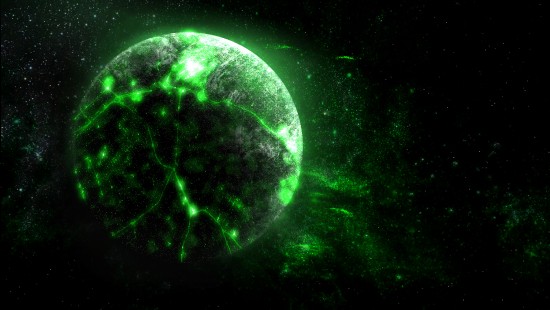 Image green and black planet illustration