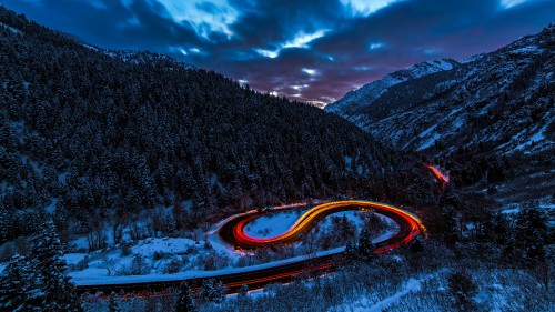 Image blue, mountain, mountainous landforms, red, snow