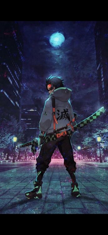 Tanjiro Kamado, Giy Tomioka, Dämonentöter Kimetsu no Yaiba, Fan-Kunst, Zenitsu Agatsuma. Wallpaper in 1080x2340 Resolution