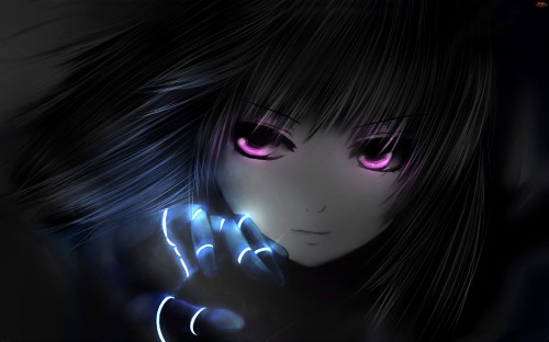 Image woman with purple eyes and black hair illustration