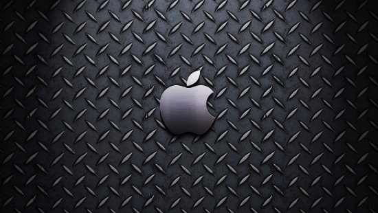 Image white apple on black textile