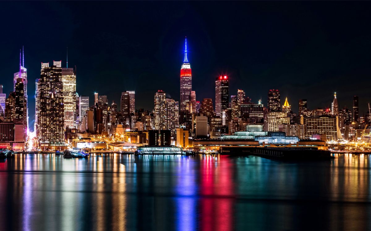 Skyline Der Stadt Bei Nacht Night. Wallpaper in 2560x1600 Resolution