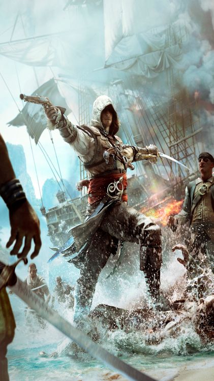 Assassin's Creed-Poster Mit Schwarzer Flagge, Wii u, Edward Kenway, Poster, Ubisoft. Wallpaper in 1080x1920 Resolution