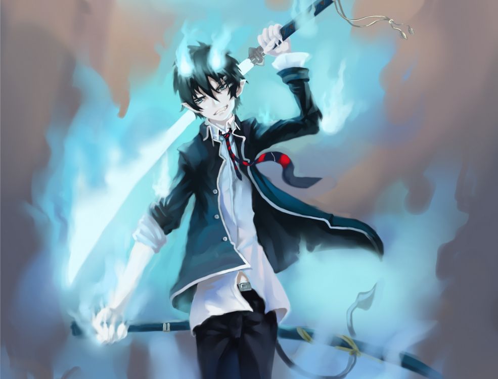 Man in Black and White Suit Holding Black and White Stick Anime Character. Wallpaper in 2282x1736 Resolution