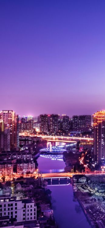 Paisaje Urbano, Edificio, Morado, Atardecer, Afterglow. Wallpaper in 1080x2340 Resolution