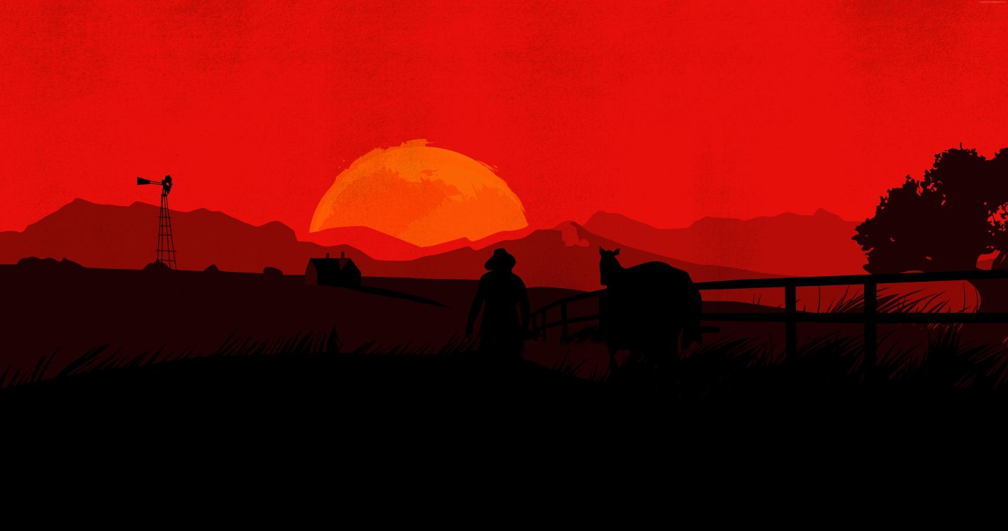 Red Dead Redemption 2, Red Dead Redemption, Rojo, Afterglow, Puesta. Wallpaper in 8533x4500 Resolution