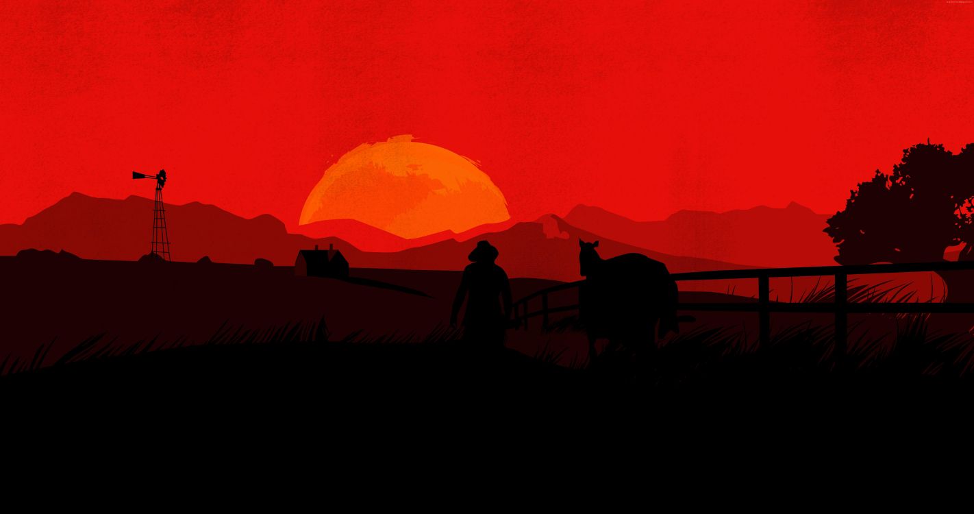 Red Dead Redemption 2, Red Dead Redemption, Red, Afterglow, Lever. Wallpaper in 8533x4500 Resolution